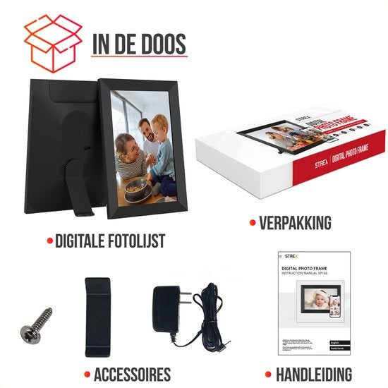Cadre photo numérique - Strex - WiFi - Écran tactile de 10,1 pouces - Logiciel Frameo via App