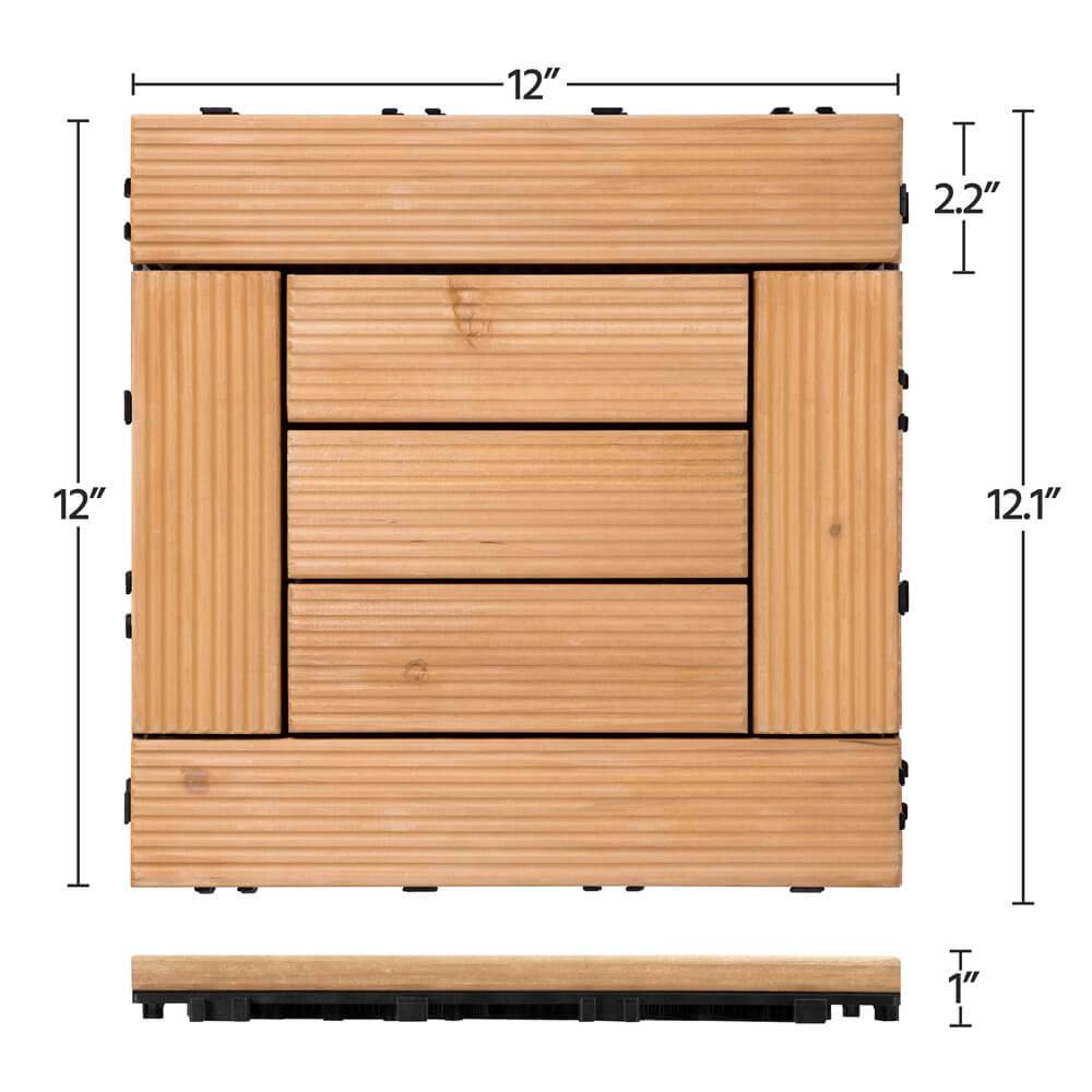Yaheetech - Lot de 27 dalles de terrasse en bois - Bois de pin - 30,5 x 30,5 cm - Système d'emboîtement - Antidérapantes - Pour l'intérieur et l'extérieur