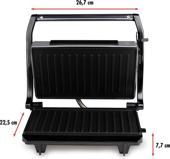 alpina Contact grill - Appareil à toasts - Revêtement antiadhésif - 700W - inox/noir