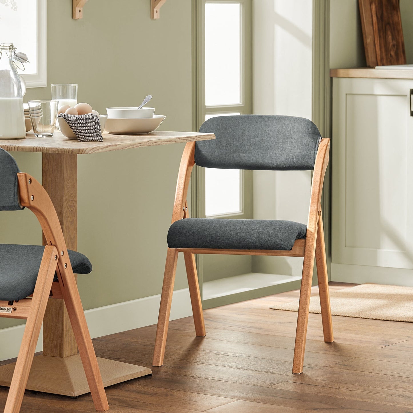 SoBuy Chaise pliante en bois avec assise rembourrée - 47x57x79 cm - Bois de hêtre