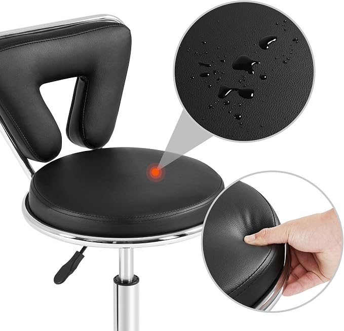 Tabouret pivotant à hauteur réglable Yaheetech - Dossier bas - Cuir synthétique - Pour le bureau ou la maison