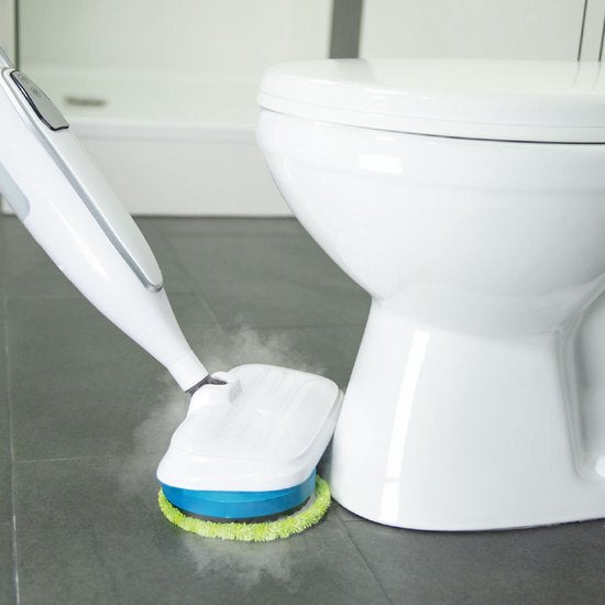 Nettoyeur vapeur Livington Steam Twister avec double tête de nettoyage rotative, nettoie, frotte et fait briller, système de vapeur à 3 niveaux, vapeur à 120 degrés, nettoyeur vapeur à main, blanc