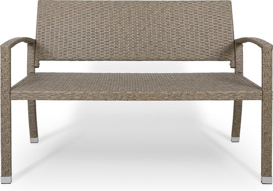 Banc de jardin Casaria Polyrattan - 2 places résistant aux UV - Beige