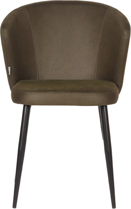 Chaise de salle à manger LABEL51 Wave - Verte - Tissu - Métal noir - Chaise - Chaise de salle à manger standard