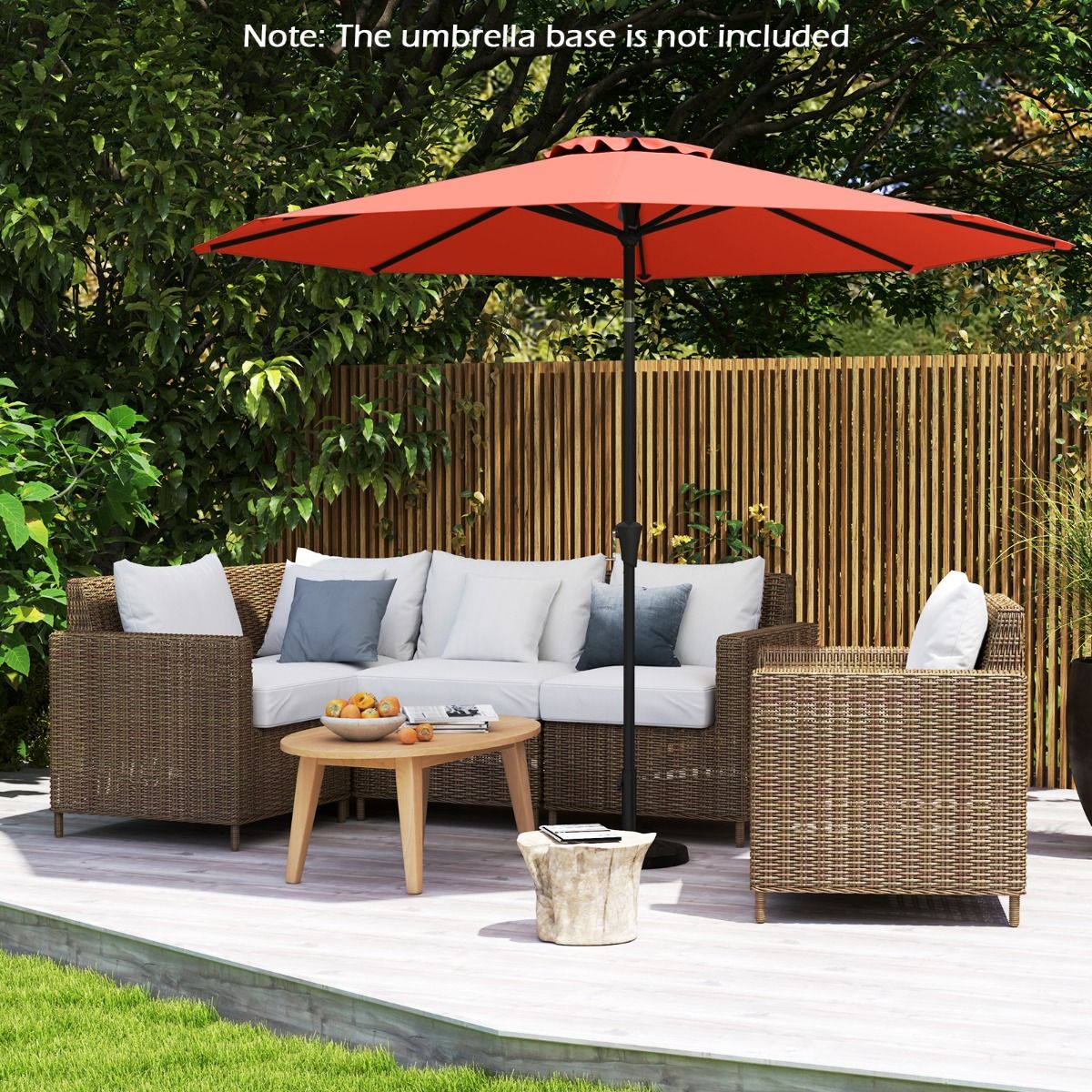 Coast 303x253 cm Parasol de Terrasse Orange - Parasol inclinable avec manivelle et 8 balanciers pour jardin, terrasse et piscine