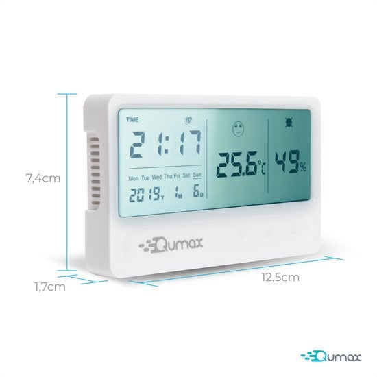 Qumax Digital Hygrometer - Thermomètre d'intérieur - Humidimètre avec batterie semestrielle - Blanc