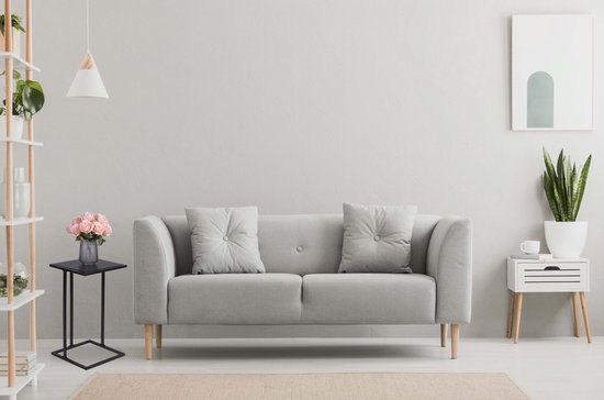 Arti Casa Table d'appoint - Métal et MDF - 58 x 33 x 33 CM - Table de chevet - Table à plantes - Table pour ordinateur portable - Look industriel - Noir