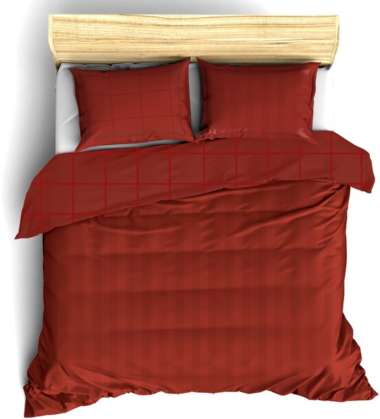 Housse de couette De Witte Lietaer en satin de coton Zygo - Format hôtel - 260 x 240 cm - Rouge