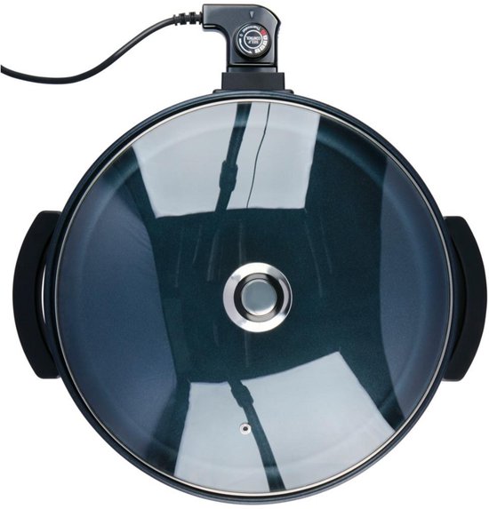 Poêle à frire Alpina - Poêle de fête avec couvercle et thermostat - Revêtement antiadhésif pour la cuisson et le maintien au chaud - Poêle à frire électrique de 1 500 W avec couvercle en verre - Poignées « Cooltouch » - Ø 40 cm