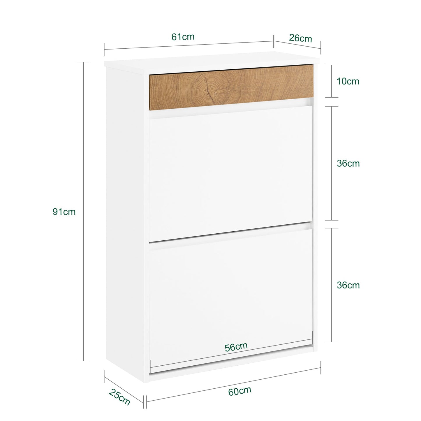 SoBuy FSR205-WN Armoire à chaussures entrée bois blanc 61 x 26 x 91 cm - compacte avec tiroir et portes basculantes - design scandinave