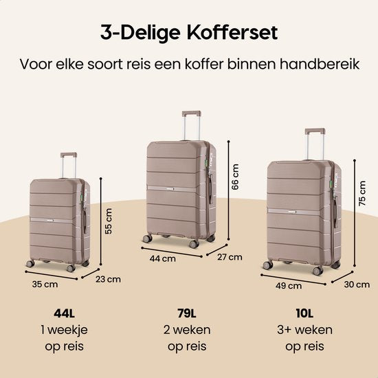 SKYCASES Urban Adventurer - Grande valise de voyage - Serrure à chiffres - 49x30x75cm - 110L - Valise de voyage avec serrure de valise - Roues pivotantes - Champagne