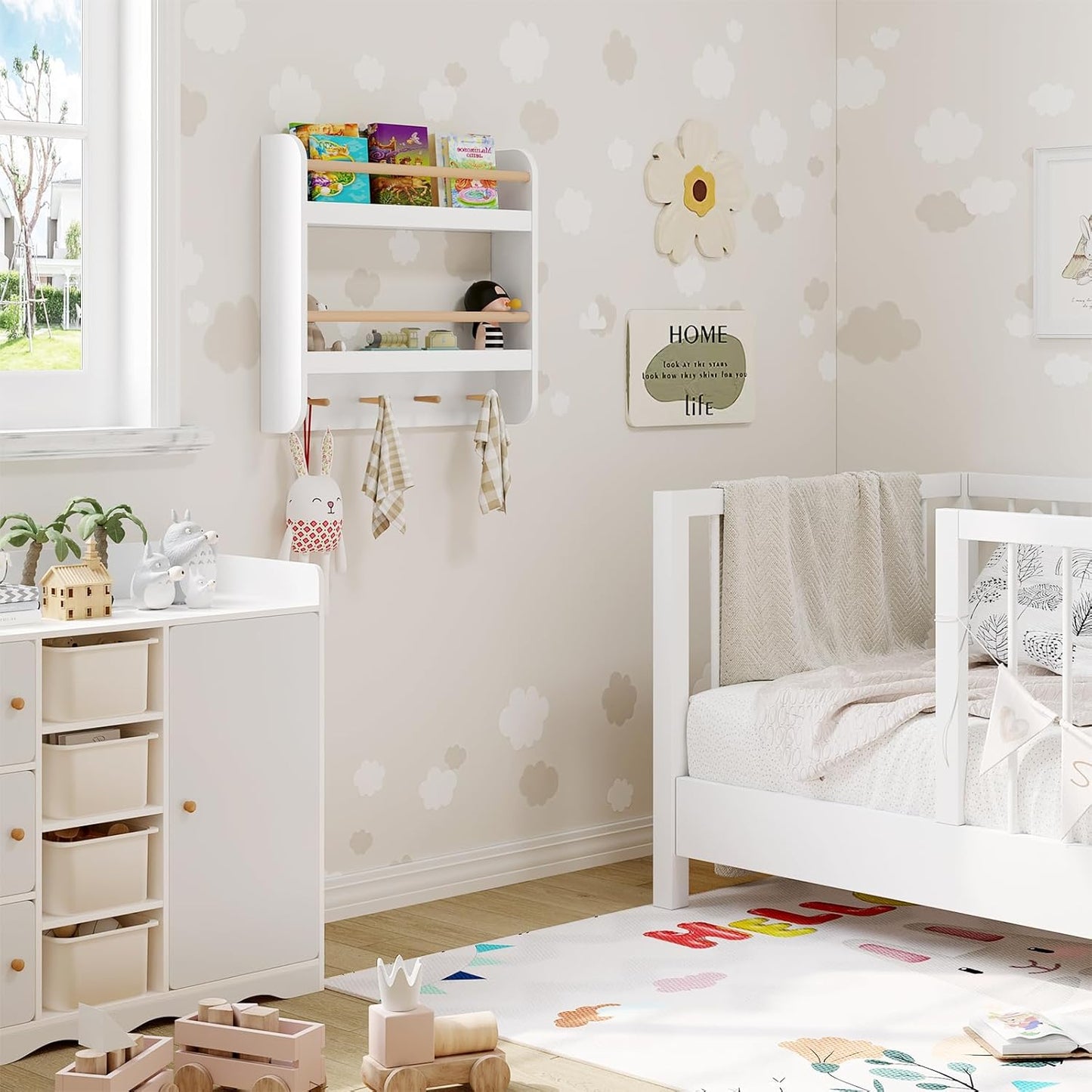 Étagère à livres pour enfants Woltu - MDF - 60 x 55 x 12 cm - Blanc