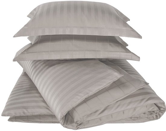 Housse de couette De Witte Lietaer en satin de coton Zygo - Format hôtel - 260 x 240 cm - Taupe