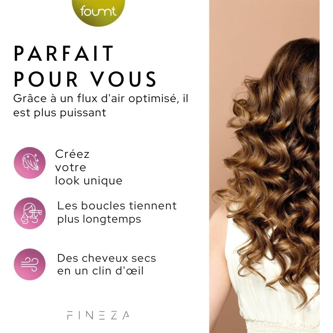 Brosse coiffante 5 en 1 - Fineza - 4 Embouts - Blanc/Or Rose