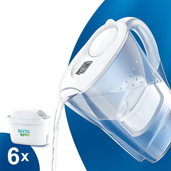 Carafe filtrante BRITA Marella Cool - 2,4 L, blanche - Avec 3 cartouches filtrantes MAXTRA PRO Pure Performance - Lot économique