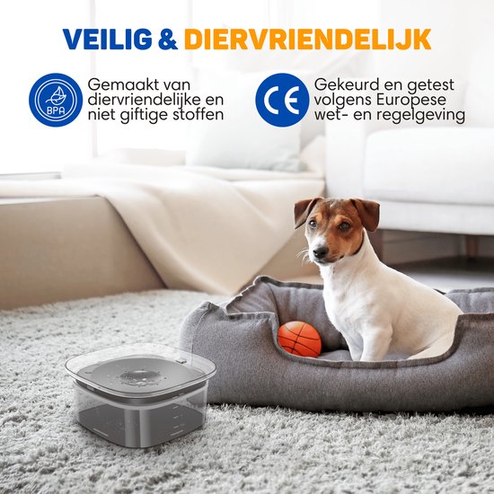 Vulpes Goods® Drinking Bowl Dog - Bol à eau pour chiens - Anti-renversement - Réduit la bave - Transparent - En déplacement - 2L - Noir