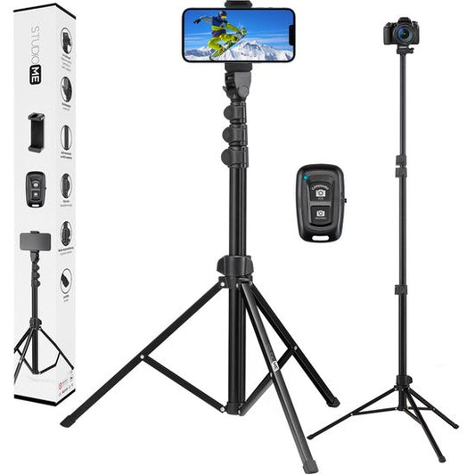 Studio ME Phone Tripod - 170 cm - Tripod Smartphone - Black - Camera Tripod - Phone Holder - Incl. Bluetooth Remote Control - Tripod Iphone - Tripod Phone