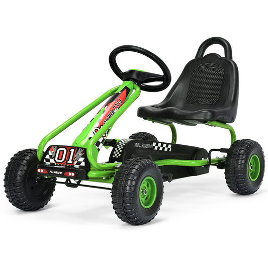 Coast Pedal Go Kart avec siège réglable 4 roues Voiture à pédales 92 x 50 x 53 cm vert + noir