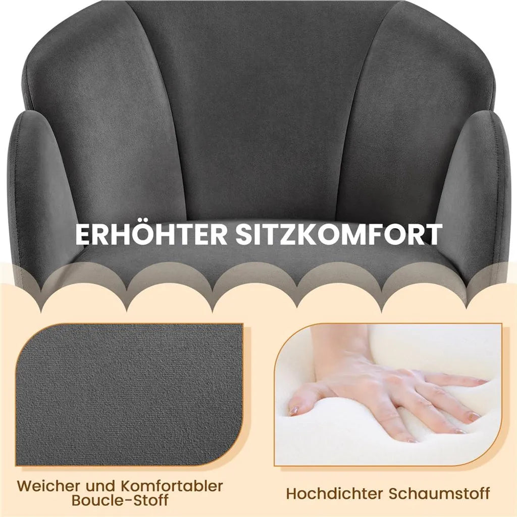 Chaise de bureau pivotante Yaheetech en velours avec double coussin, gris foncé