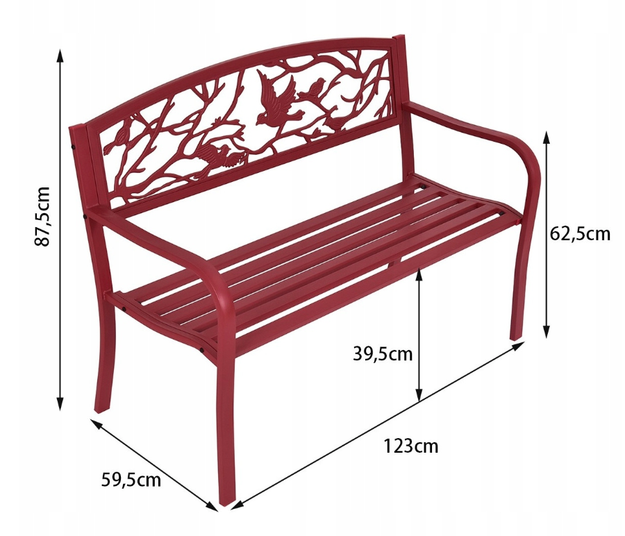 Coast Garden Bench - Banc de parc en métal avec dossier - 123 x 59 cm - Décoratif