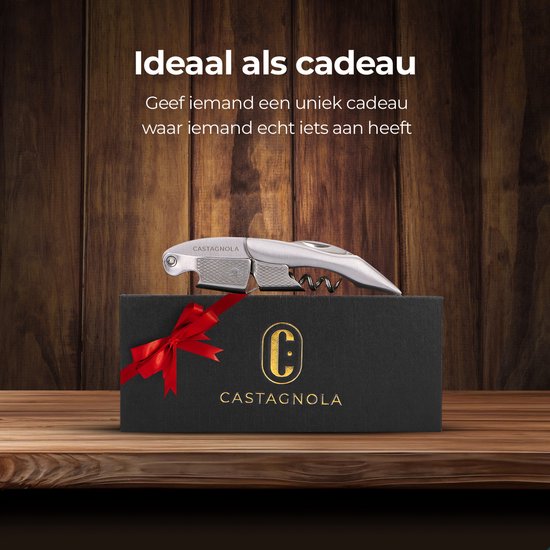 Tire-bouchon Castagnola - Couteau de serveur - Décapsuleur - Ouvre-bouteille - Levier - Deluxe - Tout inox