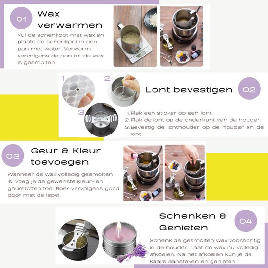 VAIVE DIY Candle Making Set - Bougeoir - Bougie parfumée - Bougie - Pour adultes et enfants