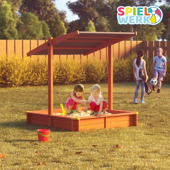 Spielwerk Sandbox - Bois Toit ouvrant UV 50+ Max - 140x140x120cm