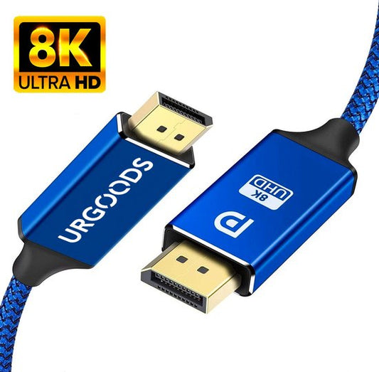 Displayport Cable 1.4 - DP Cable 8K - 24K Gold Plated - 1.8 Metres - Blue