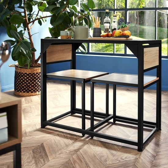 tectake® - Ensemble de sièges Milton - Ensemble de salle à manger - Rangement compact - industriel foncé - 404356