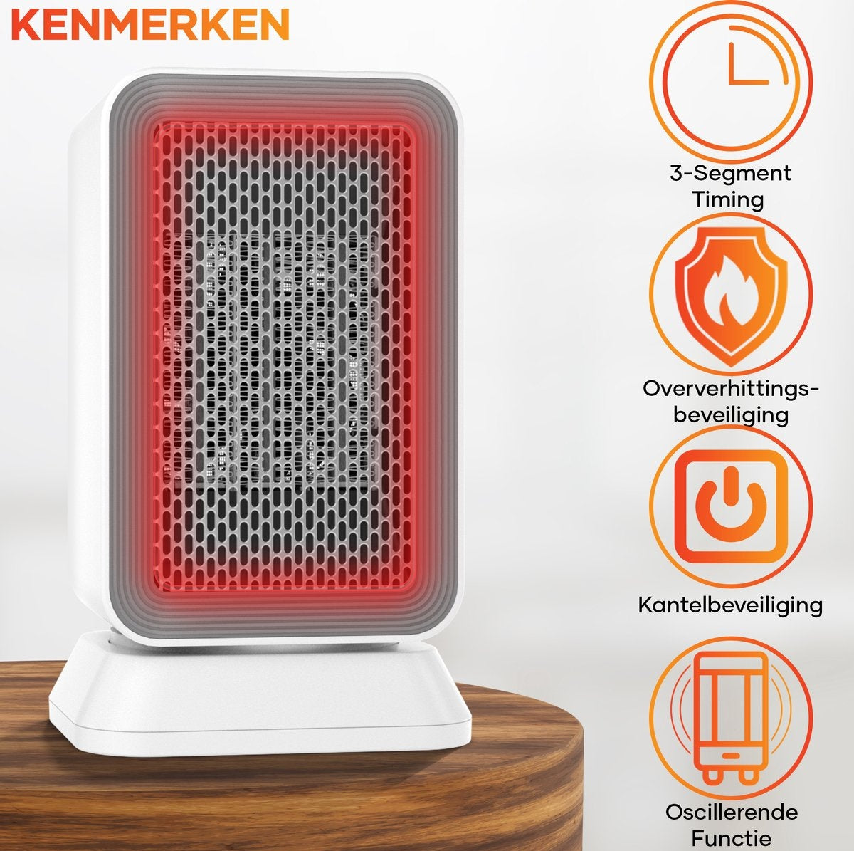 MATTI® - Réchaud à ventilateur - Réchaud électrique - Réchaud en céramique - Fonction oscillation et minuterie 1000W