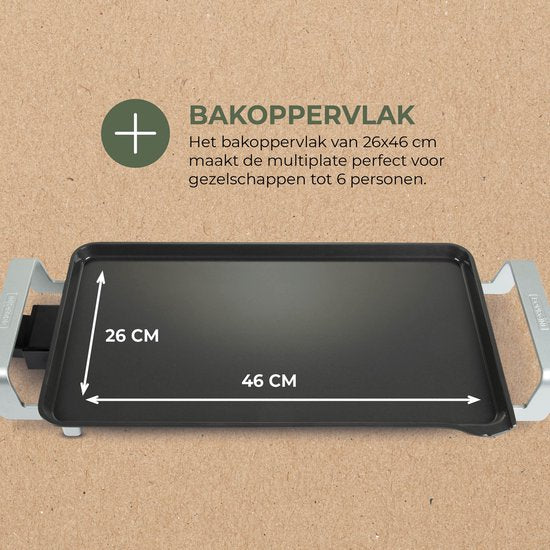 Bourgini Elements - Plaque de cuisson - Plaque de cuisson - Revêtement antiadhésif en céramique sans PFAS - 46 x 26 cm - 4 à 6 personnes - Matériaux recyclés certifiés GRS