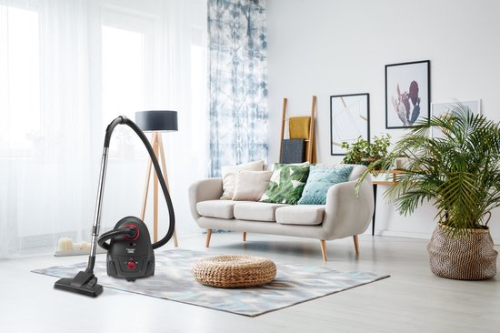 Aspirateur Bestron avec sac - ABG450ZRE - HEPA 12 - Portée de 7,5 m - 3 sacs d'aspirateur inclus - Rouge/Noir - Garantie de 5 ans