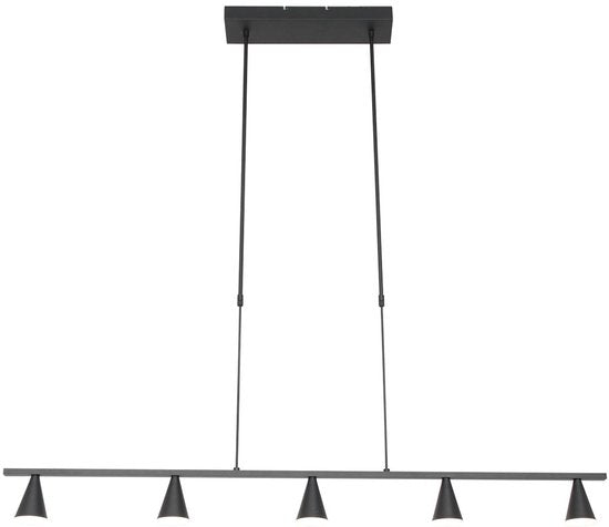 Suspension Vortex 3066ZW noire, 5 lumières, couleur de la lumière réglable, hauteur réglable, plastique/métal, Steinhauer