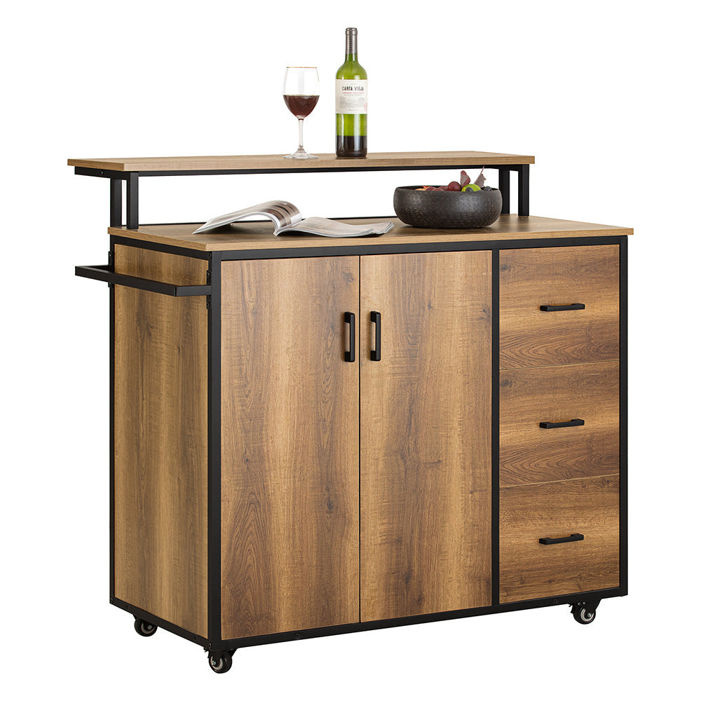 SoBuy Meuble de cuisine sur roulettes - Buffet - 2 Portes + 3 Tiroirs - Max. 75 kg - 113 x 69 x 106 cm - Moderne