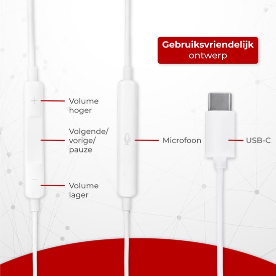 Nuvance - Ecouteurs avec fil - Connexion USB-C - Ecouteurs avec fil - Ecouteurs intra-auriculaires avec fil et microphone - Convient à Samsung - Blanc