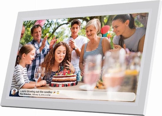 Cadre photo numérique Denver 15,6 pouces - XL - FULL HD - Frameo App - Cadre photo - écran tactile IPS - 16 Go - PFF1503W