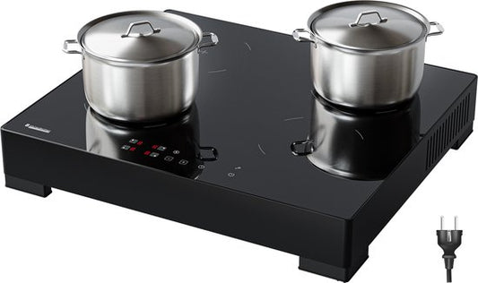 KitchenBrothers Table de cuisson à induction - Table de cuisson à induction autoportante - 60 cm - 4 zones - 1 phase - jusqu'à 2400W - noir