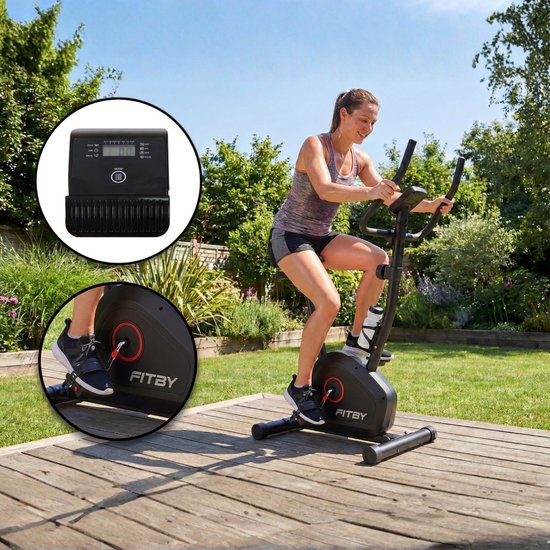 Vélo d'exercice Fitby - Vélo d'exercice - Vélo d'exercice Fitness - 8 niveaux de résistance - Avec fonction cardio-fréquencemètre - 100 KG - Noir