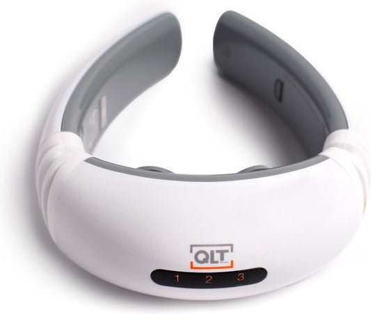 QLT Pulse Neck Massage Device with 16 Stages - 6 Massage Modes and Timer - Electrostimulation - Efficace contre les maux de tête et les vertiges - White