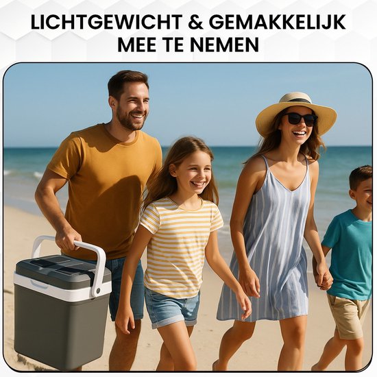 Outbee Coolbox - Coolbox électrique 12v 230 volt - Coolbox voiture - 21L - Convient aux bouteilles de 1,5 litre - Gris