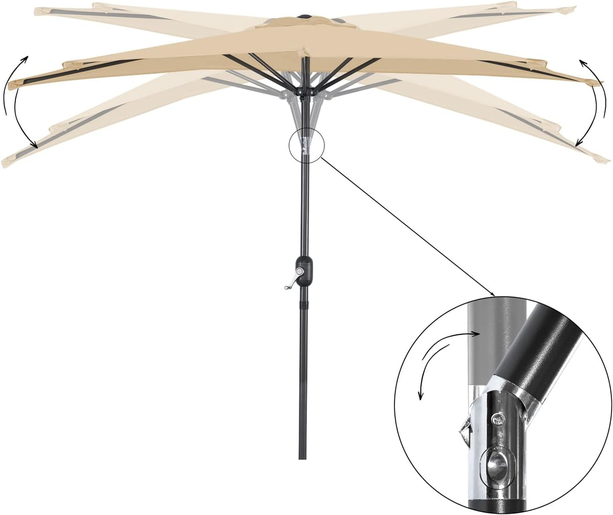Angel Living Parasol de balcon - Semi-circulaire - 265 x 132 cm - Beige