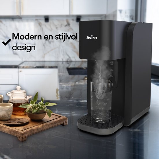 Aviro Distributeur d'eau chaude - Robinet d'eau chaude - 100°C - Bouilloire instantanée de luxe - 2200W - 1.5L Noir