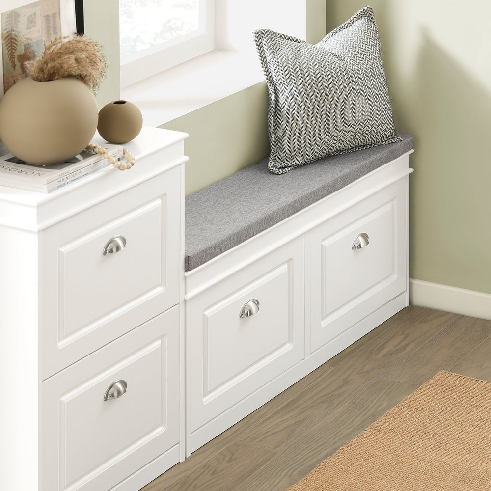 Armoire à chaussures - SoBuy - Meuble à compartiment - Support à chaussures - Banc pour s'asseoir - Blanc