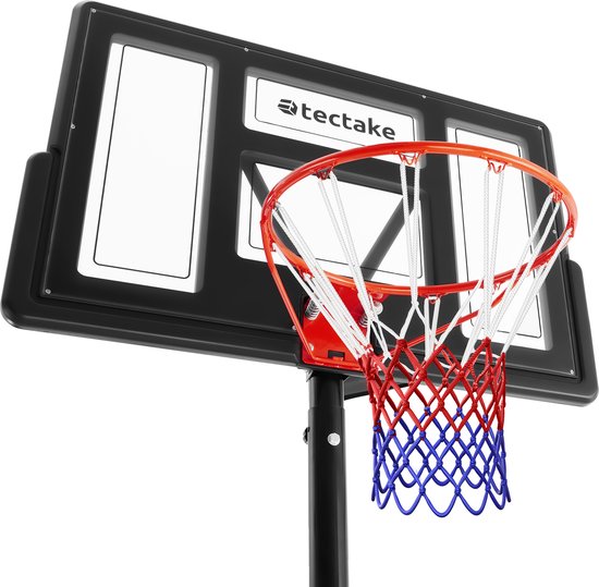 tectake® - Support de basket-ball 230-305cm anneau de basket-ball système de basket-ball avec roues - incl. ballon et pompe