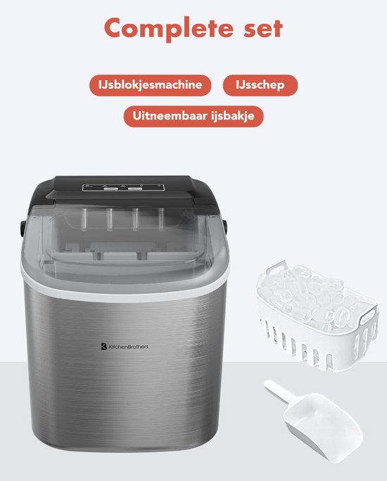 Machine à glaçons - Machine à glaçons avec pelle à glace - 9 Cubes en 8 min. - Portable avec poignée - acier inoxydable