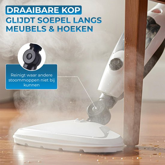 Powell Steam Cleaner - Nettoyeur à vapeur portatif - 2 en 1 - Nettoyeur de tapis - Nettoyeur à vapeur de sol - 10 accessoires inclus - 240 V - 1300 W - Noir/Blanc