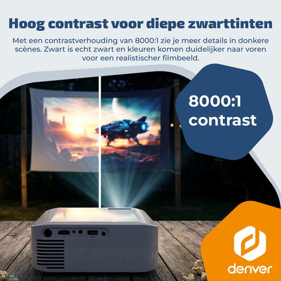 Denver Beamer - 4K 3840 x 2160 p - 400 lumens ANSI - Projecteur - Home cinéma - HDMI - USB-C - PR4300