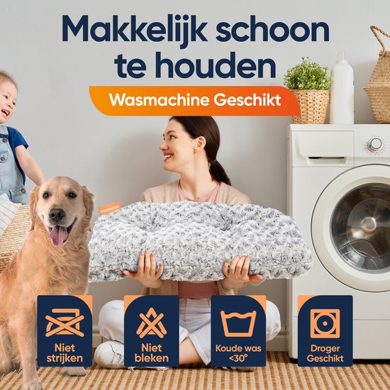 Happysnuts Dog Cushion 120x80cm - Extra Large - Fluffy - Luxury Dog Bed - Dog Bed - Washable - Grey