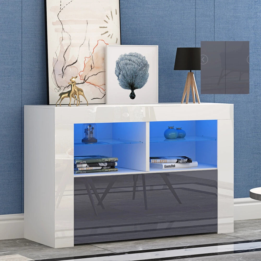 Meuble TV moderne 100 cm - Avec éclairage LED RGB - Noir