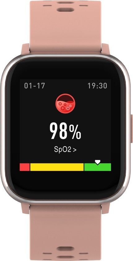 Denver Smartwatch - Podomètre - Notification d'appel/SMS - Activité de sommeil - Ecran 1,4'' - Fréquence cardiaque, Moniteur de pression artérielle, Mode sport - IP68 - SW165 - Rose
